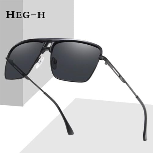 HEG-H Brand Fashion Oversized Square Sunglasses Flat Top Mirror Lens Driving Polarized Glasses for Women Men UV400