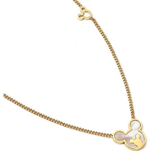 Titanium Steel Necklace Mouse Pendant For Women Cartoon Clavicle Chain Anime Charm Accessories Wholesale Jewelry Party Gifts