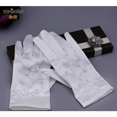 TOPQUEEN M09 Wedding Gloves Lace Embroidery Bridal Finger Gloves Romantic White Bride Glove Wedding Accessories for Bridal
