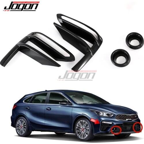Carbon Fiber Look Car Front Fog Light Ring Cover Bezel Trim For Kia 4th. BD Forte Cerato K3 GT 2019 2020 Accessories Decoration