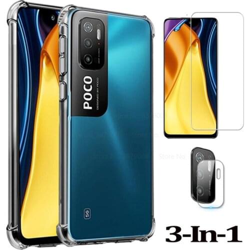 Poco M3 Pro 5G 2021 Case Glass For Poco m 3 Pro NFC Transparent Soft Silicone Phone Back Case TPU Cover M3Pro M2103K19PG Case
