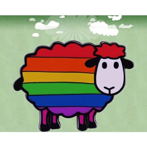 Rainbow Sheep Gay Lesbian LGBT Pride Cute queer enamel pin Animal brooch