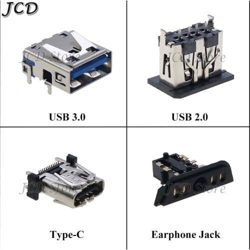 JCD For PS5 USB 2.0 3.0 Port Type-C Socket Connector Earphone Socket Headphone Headset Jack Port Connector