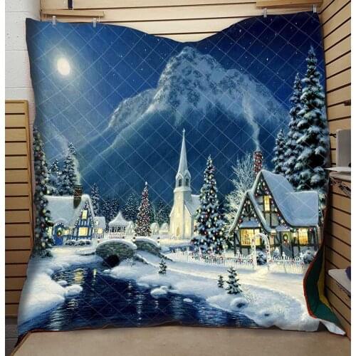Christmas Quilt Small Town 3D High End Fashionable Kids School Adults Bed Summer Cool Quilt Fantasy Hot Sale Dropshipping