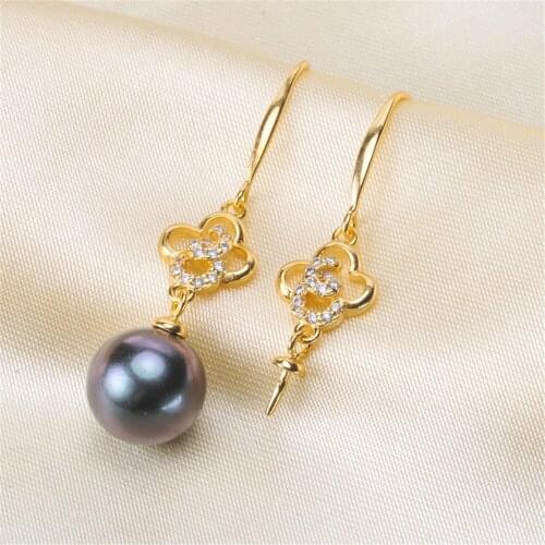 925 Silver Pearl Beads Stud Earrings Setting Base Diy Jewelry Making Findings&Components