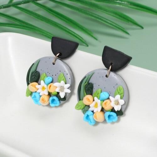 Lifefontier Korean Cute Yellow Flower Earrings for Women Jewelry Unusual Clay Drop Dangle Earrings Trendy 2021 Girl Gifts