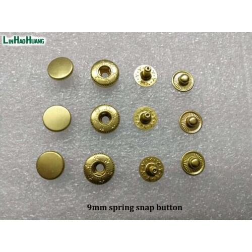 Discount 9mm four part snap button light gold spring snap 100set/lot metal brass buttons free shipping