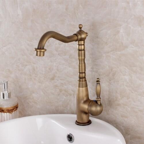 Vintage brass faucet antique waterfall brass faucet wash basin counter basin hot and cold faucet vegetables basin sink faucet