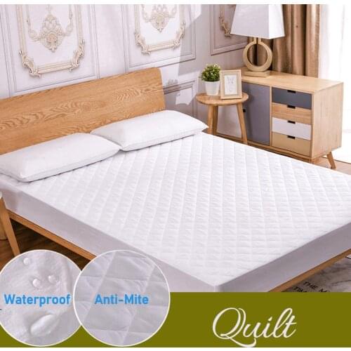 100% Waterproof Bed Cover Brushed Fabric Quilt Mattress Protector Cover for Bed Breathable Anti-mite Mattress Topper 160x200cm