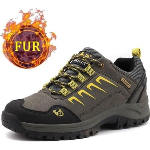 Unisex High Quality Leather Trekking Climbing Shoes Women Outdoor Casual Chunky Sneakers Men Winter Warm Hiking Walking Boots 47