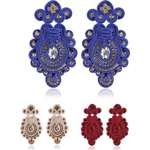Soutache Handmade Drop Earrings Ethnic Style Fashion Jewelry for women Trendy Accessories big earring Color ribbons Oorbellen
