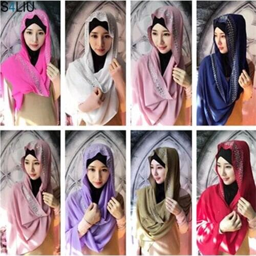 Women Ladies Long Scarf Grilling Shawls Head Wrap Muslim Islamic Headscarf Sequins Full Cover Scarf Hijabs Turban Middle East
