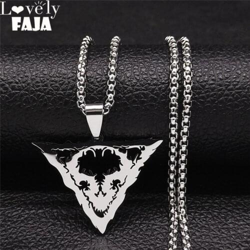 Stainless Steel Triangular Satan Sheep Head Pendant Necklaces Silver Color Necklace Women/Men Jewelry collier homme N1188S03