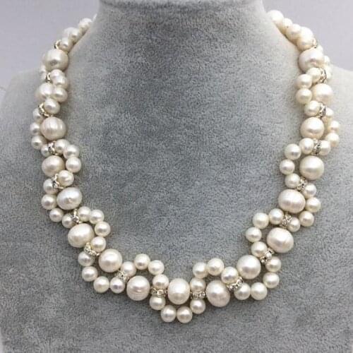 Natural Pearl Jewelry Ivory AA 4-9MM Twisty Flower Genuine Freshwater Pearl Necklace Woman Fashion Jewelry,Love,Mothers Day Gife