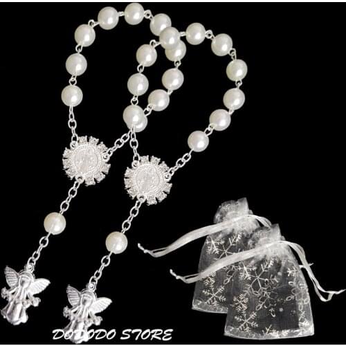 12pcs First Communion Gifts Finger Rosary Baptism Favors Baby Shower Keepsakes Catholic Crucifix Prayer Christening Party Favors