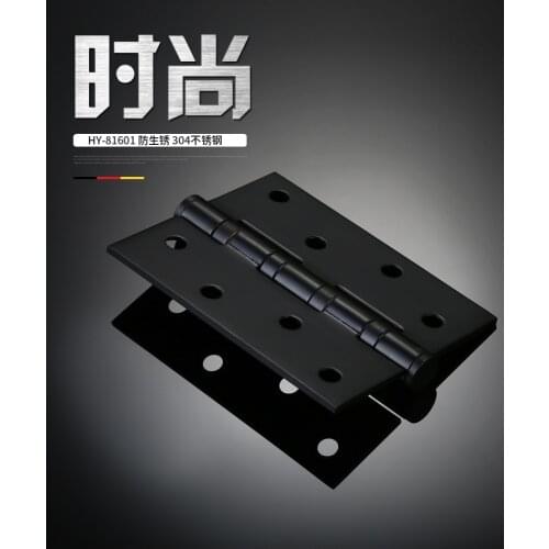 2 Pcs Black Stainless Steel Composite Bearing Silent Hinge 4 inch Flat Open-bearing Foldable Hinges
