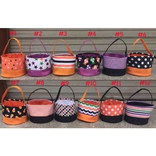 50PCS 2018 New Wholesale Monogram Halloween Buckets Candy Gift Bags Pumkin Trick or Treat Bucket Party Decoration SN2108