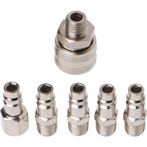 6 Pcs EURO Air Line Hose Compressor Fitting Connector Quick Release Set 1/4" BSP