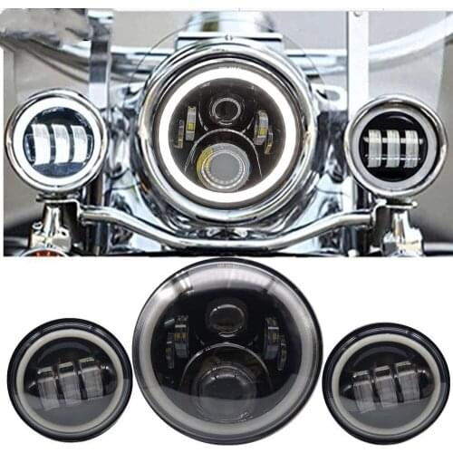 7 Inch Motor LED Headlight 4.5'' Fog Lamps For Harley Motorcycle Electra Glide Softail Fat Boy Touring Tri Cvo Heritage Deluxe