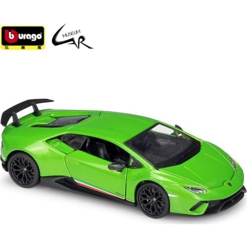 Bburago 1:32 Plexiglass Display Box Acousto-optic Alloy Simulation Pull Back Car Lamborghini Huracan Performante