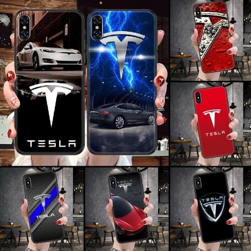 Electric Car Tesla Phone Case For iphone 5 5S SE 2 6 6S 7 8 11 12 Mini Plus X XS XR Pro Max black tpu back silicone cell cover