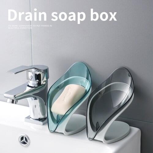 Bathroom Soap Holder Leaf Shape Soap Box Dish Tilt Storage Drying Rack Plate Tray Non-slip Drainage Kitchen Bathroom Supplies