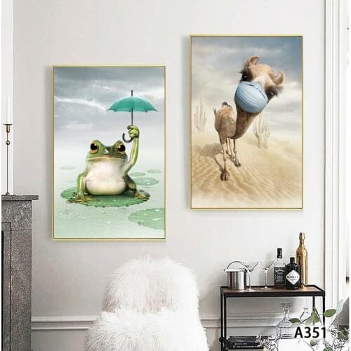 Childrens Room Art Nursery Animal Print Frogs and Alpacas Posters and Prints Cartoon Wall Picture For Kids Baby Room Decor