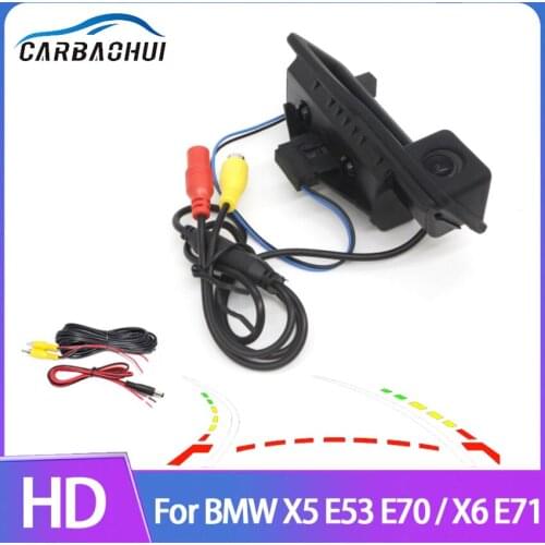 Dynamic Trajectory Parking Line Car Reverse Backup Rear View Trunk Handle Camera For BMW X5 E53 E70 X6 E71 Night Vision CCD full