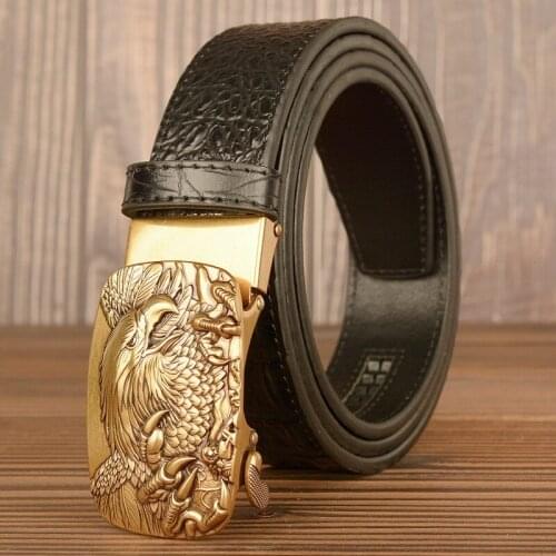 Designer Mens Leisure Belt Europe Party Crocodile Pattern Waist Strap British Jeans Accessories Eagle Automatic Buckle Cinto