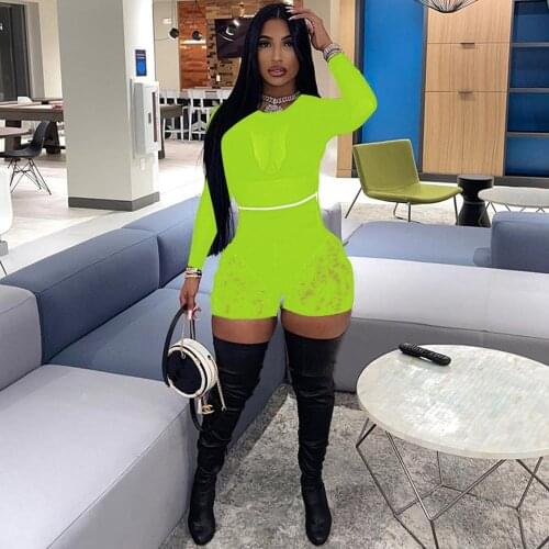 Women Sexy See Through Two 2 Piece Sets Ladies Round Neck Sleeveless Mesh Top and High Waist Lace Shorts Body-shaping Tracksuit