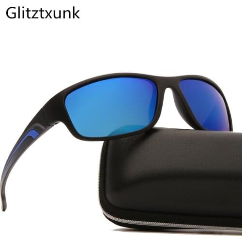 Glitztxunk Polarized Sunglasses Men Brand Designer 2020 Fashion Square Sun Glasses For Male Vintage Sports Driving UV400 Oculos