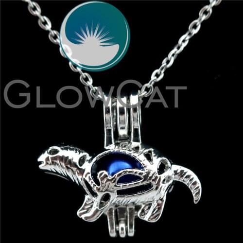 K723 Sea Turtle Beads Cage Locket Pendant Necklace Making Essential Oil Diffuser Handcraft Gift Jewelry