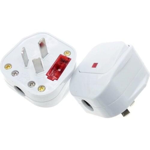 CHINA 3-Pin DIY Rewireable Plug 250V 10A Fused w/ Main Power Switch LED Indicator