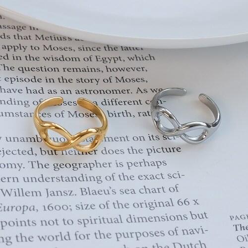 New Arrival Lucky Number 8 Open Ring 316L Stainless Steel Plated 18K Gold Adjustable Ring For Women Girls Trendy Tarnish Free