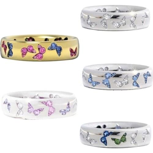 2021 the new Fashion simple Women Butterfly Cubic Zirconia Inlaid Finger Ring Wedding Party Jewelry