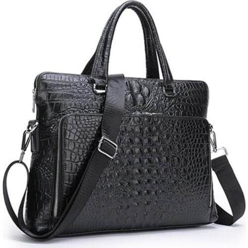 Crocodile Genuine Leather Man Shoulder Bag Handbag First Layer Cowhide Crossbody Tote Business Casual Man Laptop Messenger Bags