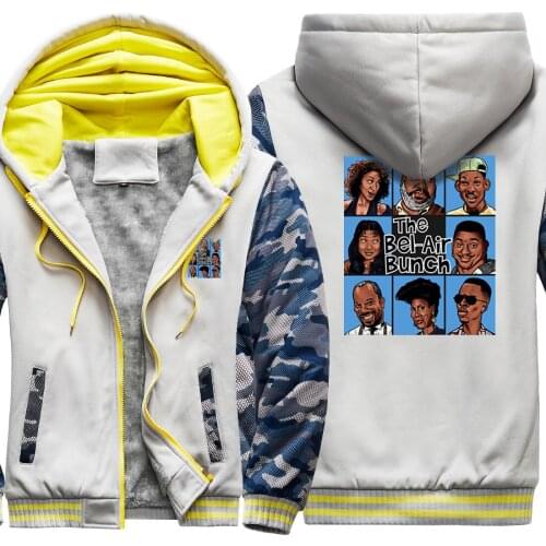 The Bel Air Bunch Camouflage Raglan Thicken Jackets For Mens Dark Blue Fashion Harajuku Tracksuits Streetwear sudadera hombre