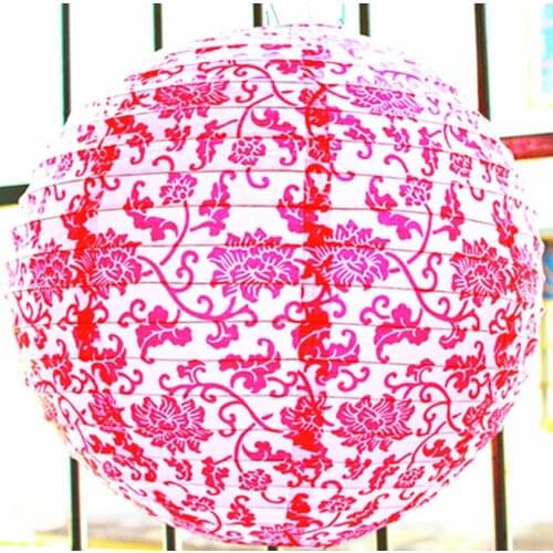New Arrive 3 Size (20cm 30cm 40cm) Print "Blue and White Porcelain" Paper Lantern Chinese Festival Wedding Party Decor Lantern