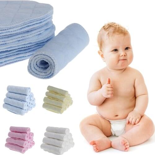 New Reusable baby Diapers Cloth Diaper Inserts 1 piece 3 Layer Insert 100% Cotton Washable babies care Eco-friendly diaper 10pcs