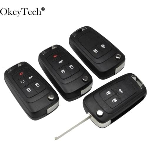 OkeyTech For Opel Zafira a Corsa E Zafira C Chevrolet Buick Flip Remote 2/3/4/5 Button Car Key Shell Replacement Case Cover FOB