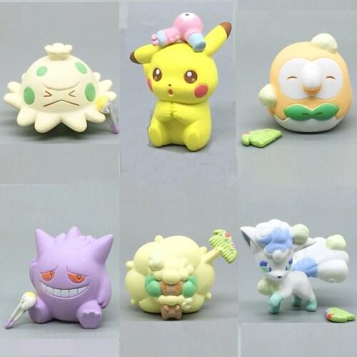 Genuine Pokemon Action Figure PC Gashapon Toy Pocket Monster Vulpix Shroomish Gengar Rowlet Shroomish Pikachu Dolls Collection