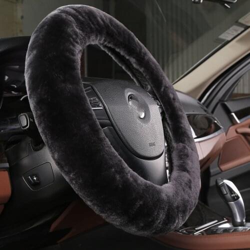 Dyed Fur Sheepskin Styling Car Steering Wheel Covers for Car Steering Wheel Woman Man Australian Wool Auto Parts Leather