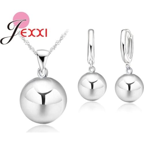 Hot Sale Korean Popular Women 925 Sterling Silver Ball Design Drop Earrings Set Wedding Simple Jewelry Gift