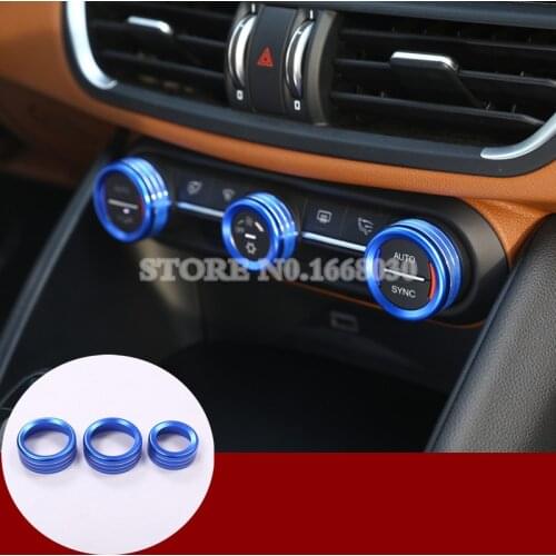 Blue Colour Inner Air Condition Knob Trim Cover 3pcs For Alfa Romeo Giulia 2017-2020 Car accesories interior Car Trim
