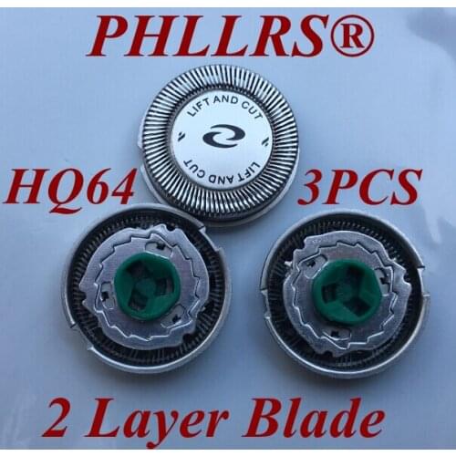 3PCS 2-Layer blade HQ64 replace head razor blade for philips shaver HQ54 HQ7320 HQ7340 HQ7380 HQ7360 HQ7390 HQ7110 HQ7120