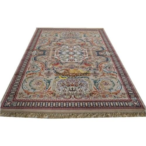Viscose french carpet About 6.6' X 9.5' machine made Thick Plush Savonnerie Rug Carpet Made To Order 6all invorygc161savyg28