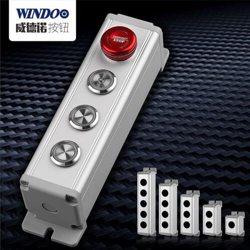 WINDOO 1 2 3 4 5holes 16mm/19mm/22mm waterproof Aluminium Alloy Metal Push Button Switch box with Outdoor power control Box
