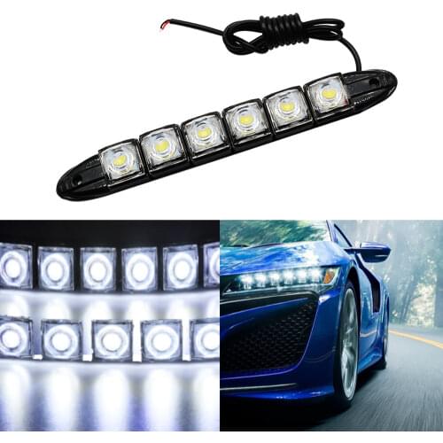 1X 6LEDs Auto Auto Decorative Flexible LED Strip High Power 12V Auto Daytime Running Light LED Strip Light White Or Black Shell