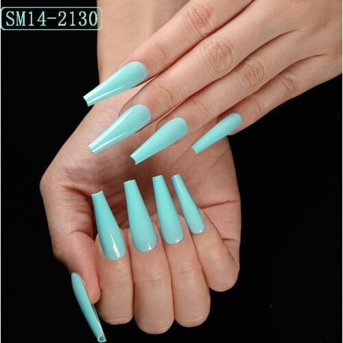 5 Sets Super Long Nail Tips Coffin Fake Nails Art Ballerina False Nails Tips Solid Color Decoration Fingernail Acrylic Nails Set