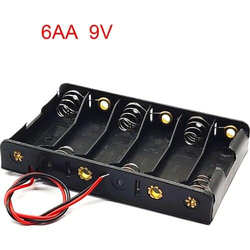 6 x AA 9V Battery Holder AA Battery Storage Case 6AA Battery Box Case With Cable 6 Slots Series DIY